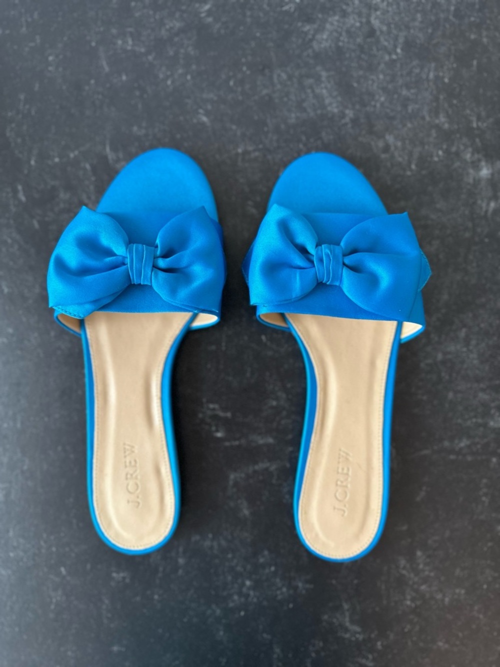 J. Crew Electric Blue Bow Slide Mules